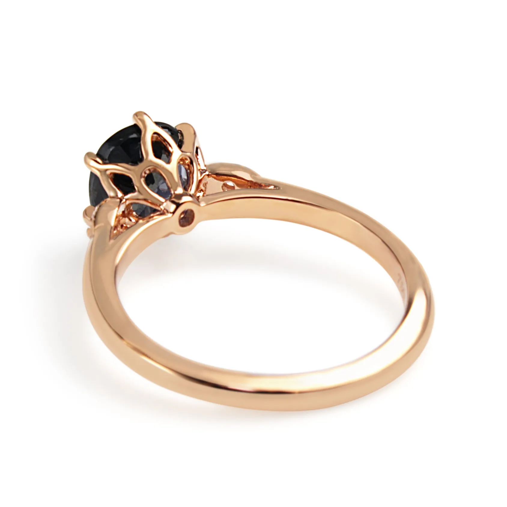 18ct Rose Gold Vintage Style Purple/Blue Sapphire and Diamond Ring