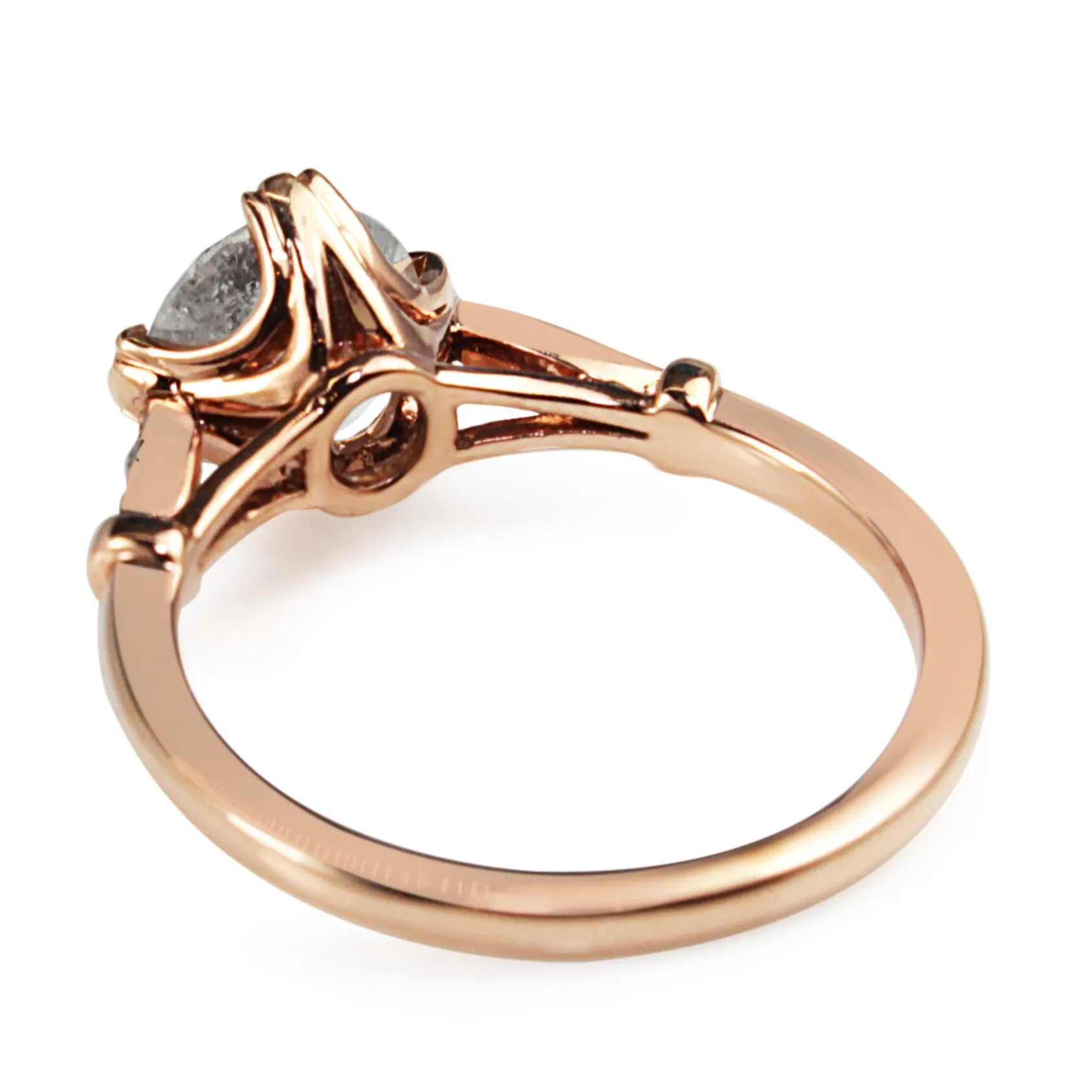 18ct Rose Gold Vintage Style Salt and Pepper Diamond Solitaire Ring