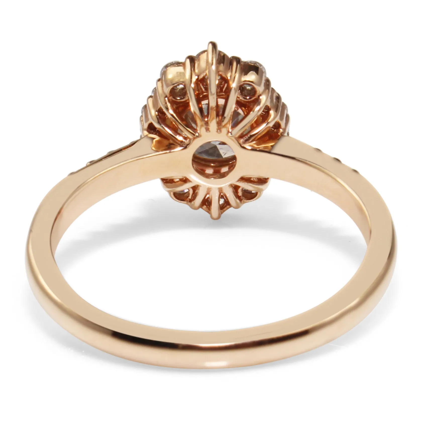 18ct Rose Gold Vintage Style Diamond Halo Ring