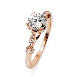 18ct Rose Gold Vintage Style Solitaire Ring