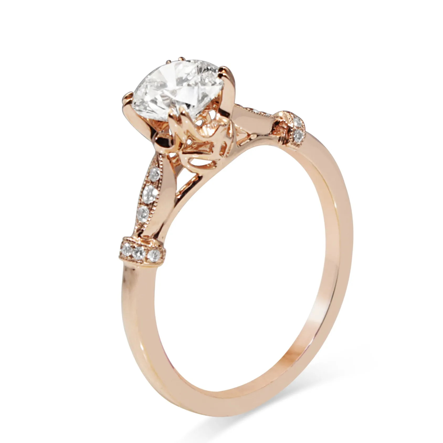 18ct Rose Gold Vintage Style Solitaire Ring
