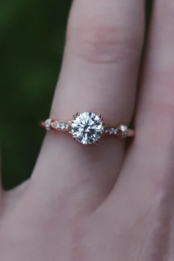 18ct Rose Gold Vintage Style Solitaire Ring