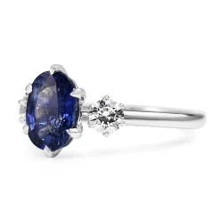 18ct Sapphire and Diamond 6 Claw 3 Stone Ring