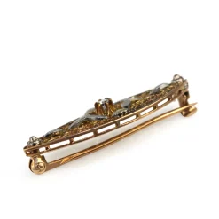 10ct Two Tone Antique Single Cut Diamond Filigree Brooch
