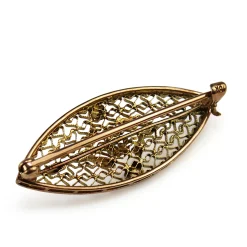 10ct Two Tone Antique Single Cut Diamond Filigree Brooch