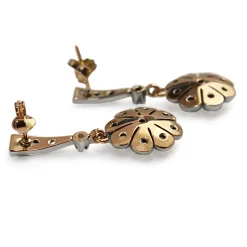 14ct White and Rose Gold Antique Rose Cut Diamond Earrings