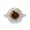18ct White and Rose Gold Champagne Diamond Daisy Ring