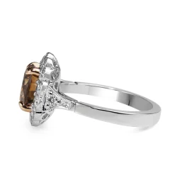 18ct White and Rose Gold Champagne Diamond Daisy Ring