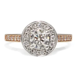 18ct White and Rose Gold Halo Diamond Ring