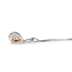 18ct White and Rose Gold Pink and White Diamond Pear Shaped Halo Necklace