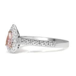 18ct White and Rose Gold Pink and White Diamond Pear Halo Ring