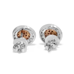 18ct White and Rose Gold Pink and White Diamond Cluster Earrings