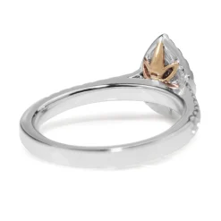 18ct White and Rose Gold Pink and White Diamond Pear Halo Ring
