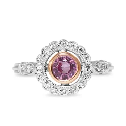 9ct White and Rose Gold Sapphire and Diamond Daisy Ring