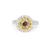 18ct White and Yellow Gold Champagne Diamond Ring