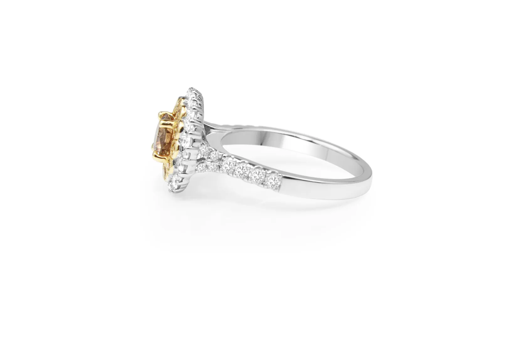 18ct White and Yellow Gold Champagne Diamond Ring
