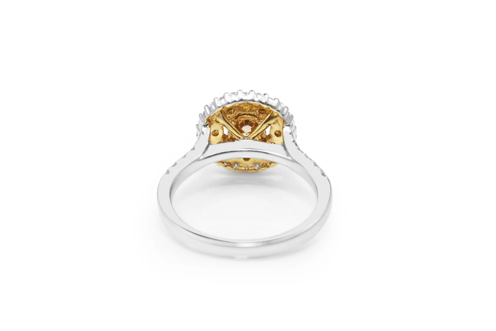 18ct White and Yellow Gold Champagne Diamond Ring
