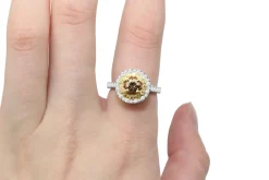 18ct White and Yellow Gold Champagne Diamond Ring