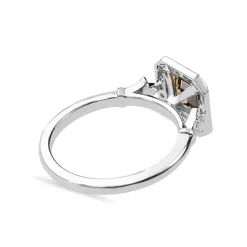 18ct White and Yellow Gold Deco Style Champagne Diamond Halo Ring