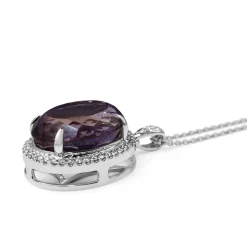 18ct White Gold 18.00 Ametrine and Diamond Halo Necklace