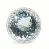 18ct White Gold 20.00 Aquamarine and Diamond Halo Cocktail Ring