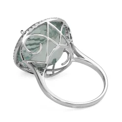 18ct White Gold 20.00 Aquamarine and Diamond Halo Cocktail Ring