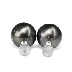 14ct White Gold 13 mm Tahitian Pearl Stud Earrings