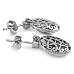 18ct White Gold + Palladium Art Deco Sapphire and Diamond Earrings