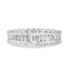 14ct White Gold 3 Row Baguette and Brilliant Cut Diamond Band Ring