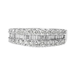 18ct White Gold 3 Row Diamond Band