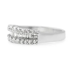 18ct White Gold 3 Row Diamond Band