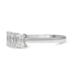 18ct White Gold 3 Stone Emerald Cut Diamond Ring