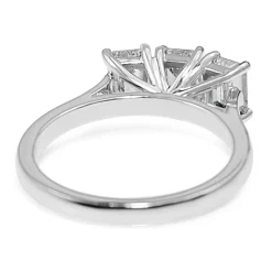 18ct White Gold 3 Stone Emerald Cut Diamond Ring