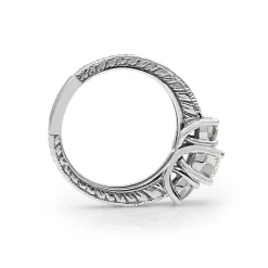 14ct White Gold 3 Stone Etched Diamond Ring