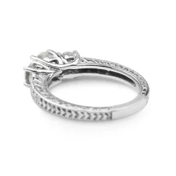 14ct White Gold 3 Stone Etched Diamond Ring