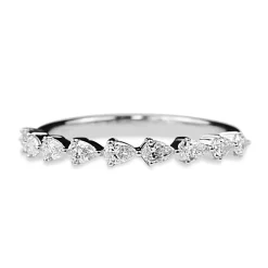 18ct White Gold 9 Stone Pear Diamond Band Ring
