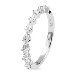 18ct White Gold 9 Stone Pear Diamond Band Ring