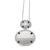 18ct White Gold Agate and Diamond Halo Pendant with Black Rhodium Claws
