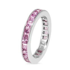 18ct White Gold All Round Channel Set Pink Sapphire Band Ring