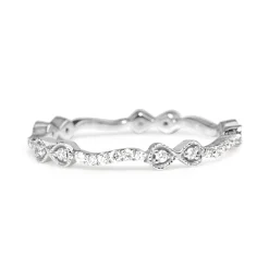 18ct White Gold All Round Diamond Bow Band
