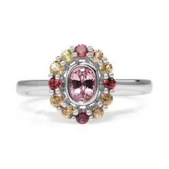 18ct White Gold All Sapphire Halo Ring