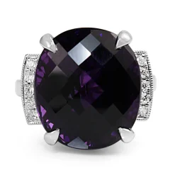 18ct White Gold Amethyst and Diamond Cocktail Ring