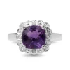14ct White Gold Amethyst and Diamond Halo Ring