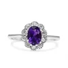 9ct White Gold Amethyst and Diamond Daisy Ring