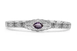 14ct White Gold Amethyst and Diamond Art Deco Bracelet