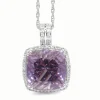 9ct White Gold Amethyst and Diamond Pendant