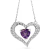 14ct White Gold Amethyst and Diamond Heart Necklace