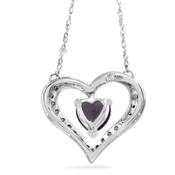 14ct White Gold Amethyst and Diamond Heart Necklace
