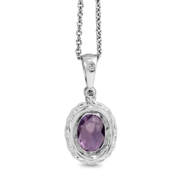 9ct White Gold Amethyst and Diamond Necklace