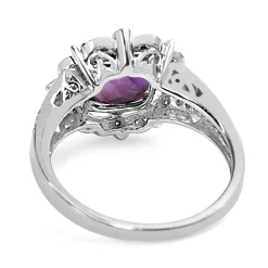 9ct White Gold Amethyst and Diamond Vintage Style Halo Ring